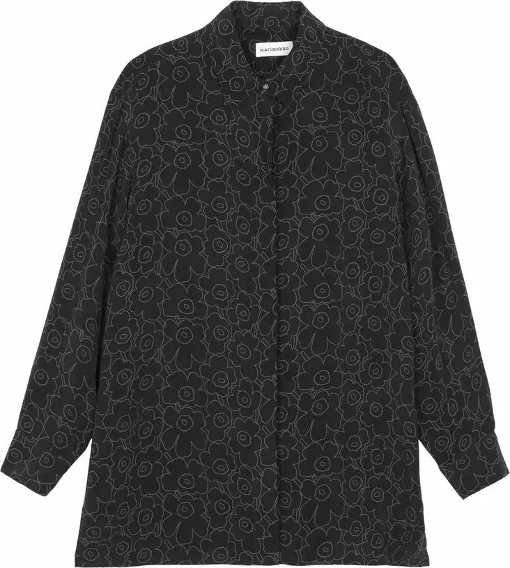 Marimekko Runsas Piirto Unikko Paita Musta, tummanharmaa - Iloinen