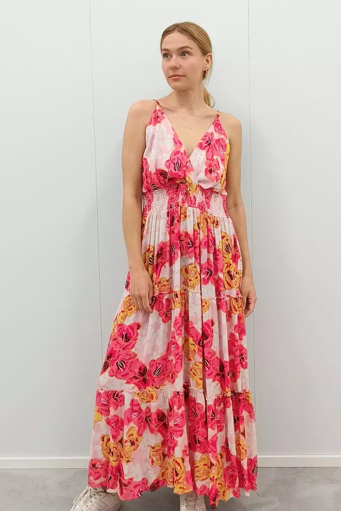 LASESSOR Gina Kukkakuosillinen Viskoosi Mekko - Kangasmekot - GINA-690 - 1