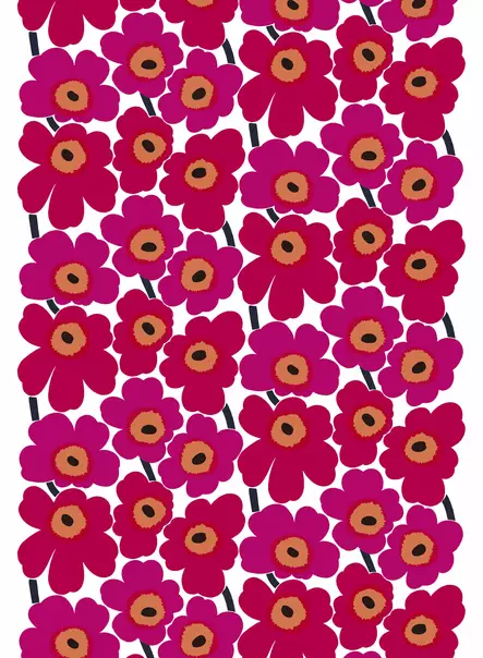 Pieni Unikko Akryylipinnoitettu Puuvillakangas, valkoinen, punainen - Marimekko Akryylipinnoitettu Kangas - 6411254494752 - 1