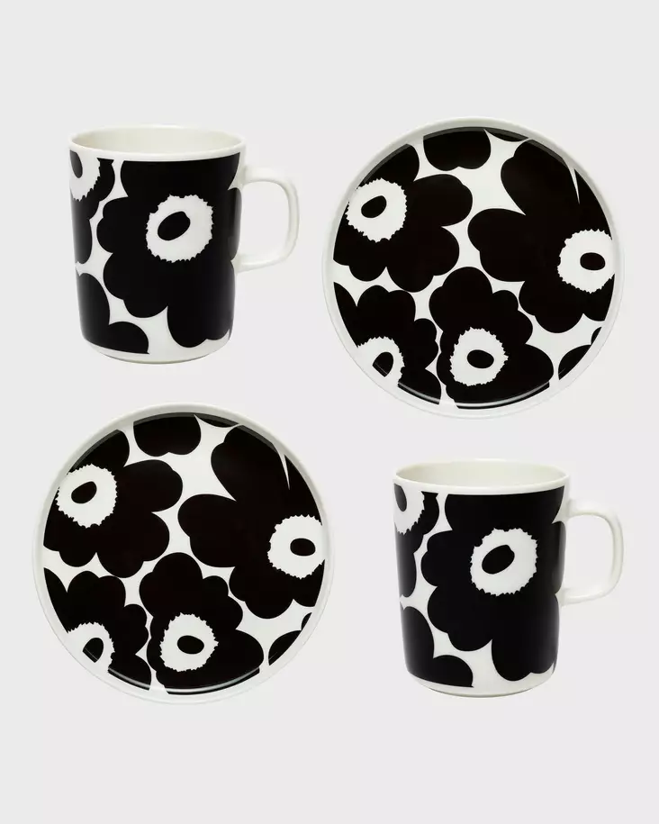 Marimekko Oiva Unikko Aamiaissetti 2 kpl muki + 2 kpl lautanen - Marimekko Kupit ja mukit - 6411254723562 - 1