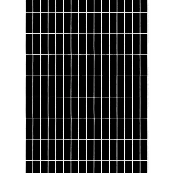 Marimekko Tiiliskivi Puuvillakangas, musta, valkoinen - Marimekko Kankaat - 6411253896922 - 1