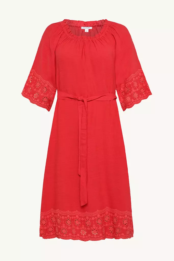 CLAIRE Danniella Lyhythihainen Pellava-viskoosimekko - Kangasmekot - 25229973226-4352 - 1