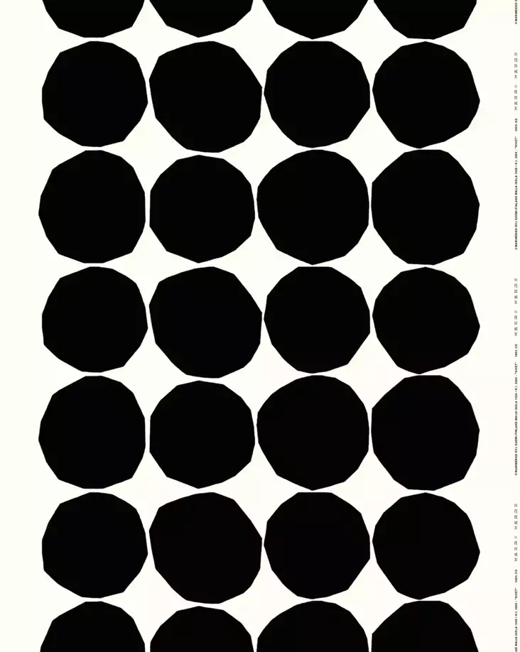 Marimekko Kivet Puuvillakangas, valkoinen, musta - Marimekko Kankaat - 6411254992272 - 1