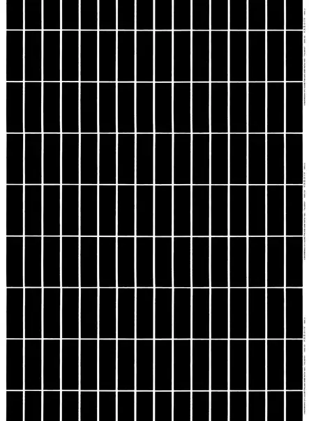 Marimekko Tiiliskivi Akryylipinnoitettu Puuvillakangas, musta, valkoinen - Marimekko Akryylipinnoitettu Kangas - 6411255043843 - 1