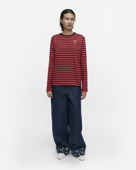 Marimekko Tasaraita Unikko Pitkähihainen Trikoopaita - Trikoopaidat ja Collegepaidat - 096244-383 - 1