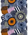 Marimekko Siirtolapuutarha Puuvillakangas, valkoinen, vaaleankeltainen, oranssi, vaaleansininen - Marimekko Kankaat - 6411254987933 - 1