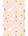 Marimekko Unikko Puuvillasatiinikangas, luonnonvalkoinen, vaaleanpunainen, vaaleankeltainen, vihreä - Marimekko Kankaat - 6411255075103 - 1