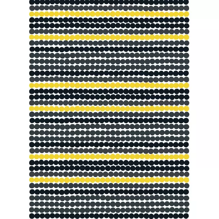 Räsymatto Paksu Puuvillakangas, valkoinen, harmaa, musta, keltainen - Marimekko Kankaat - 6411253237503 - 1