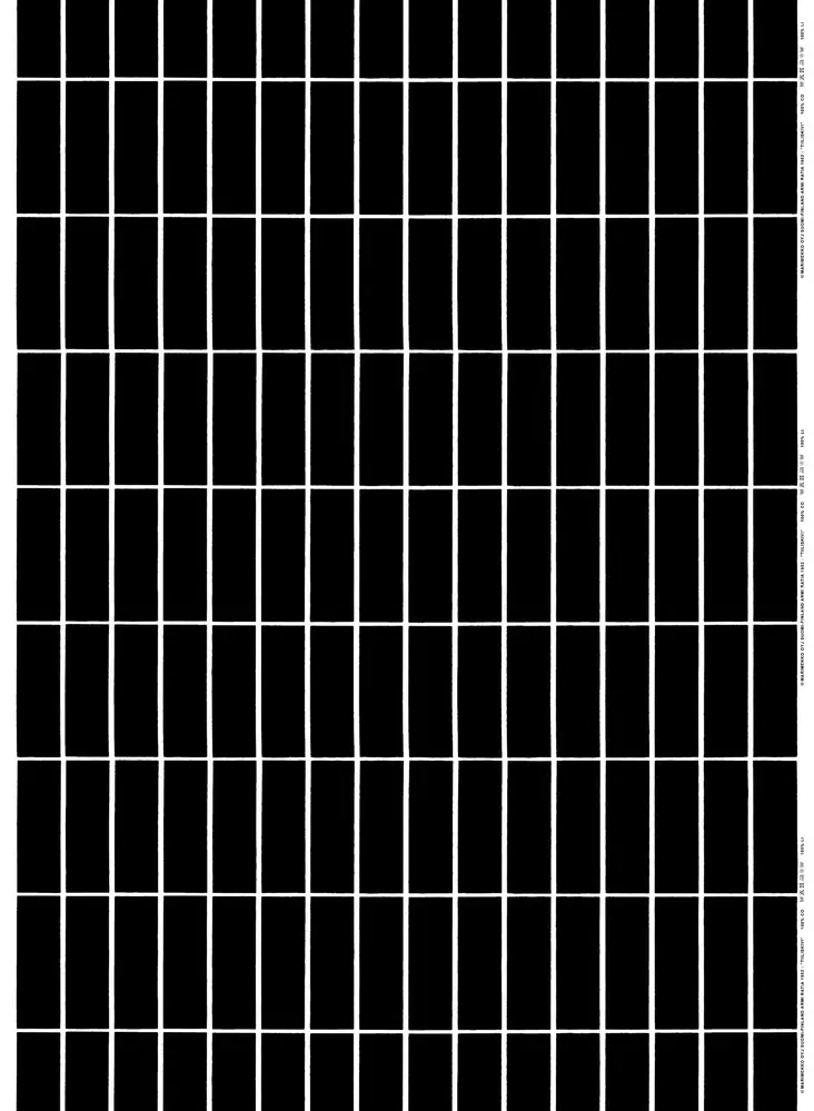 Marimekko Tiiliskivi Akryylipinnoitettu Puuvillakangas, musta, valkoinen - Marimekko Akryylipinnoitettu Kangas - 6411255043843 - 1