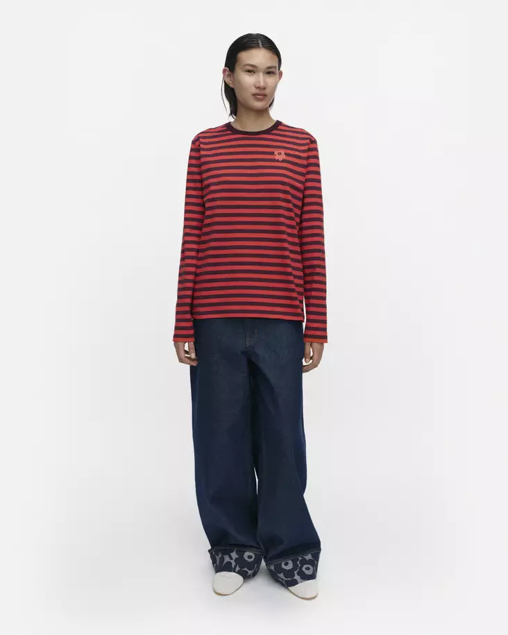 Marimekko Tasaraita Unikko Pitkähihainen Trikoopaita - Trikoopaidat ja Collegepaidat - 096244-383 - 1