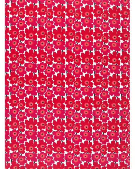 Marimekko Mini Unikko Puuvillakangas, valkoinen, punainen, pinkki - Marimekko Kankaat - 6411255042594 - 1