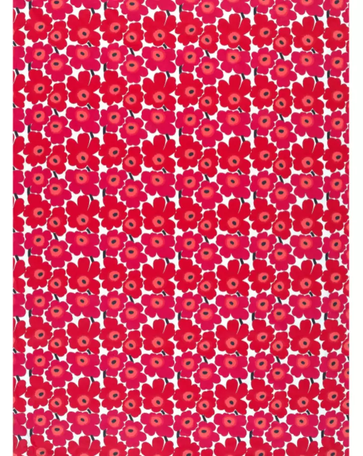 Marimekko Mini Unikko Puuvillakangas, punainen, sininen - Marimekko Kankaat - 6411254017074 - 1