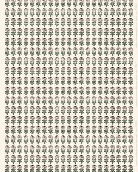 Marimekko Vihkiruusu Puuvillakangas, puuvilla, vaaleanpunainen, vihreä - Marimekko Kankaat - 6411255074595 - 1