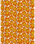Marimekko Pieni Unikko Puuvillakangas, valkoinen, oranssi, tummansininen - Marimekko Kankaat - 6411254992845 - 1