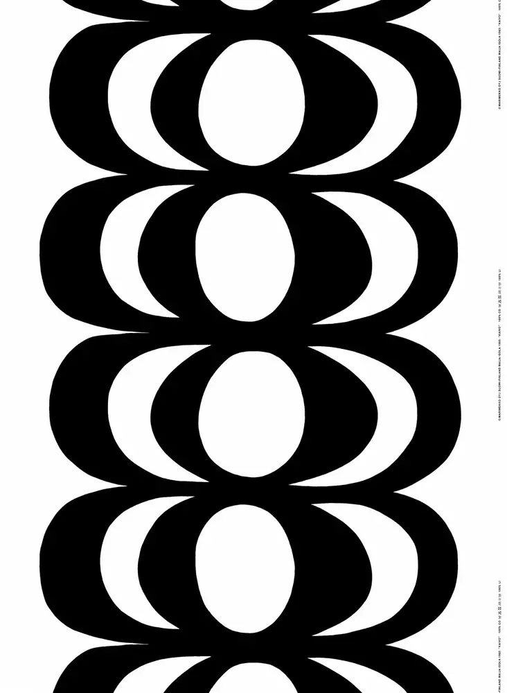 Marimekko Kaivo Puuvillakangas, valkoinen, musta - Marimekko Kankaat - 6411253183275 - 1