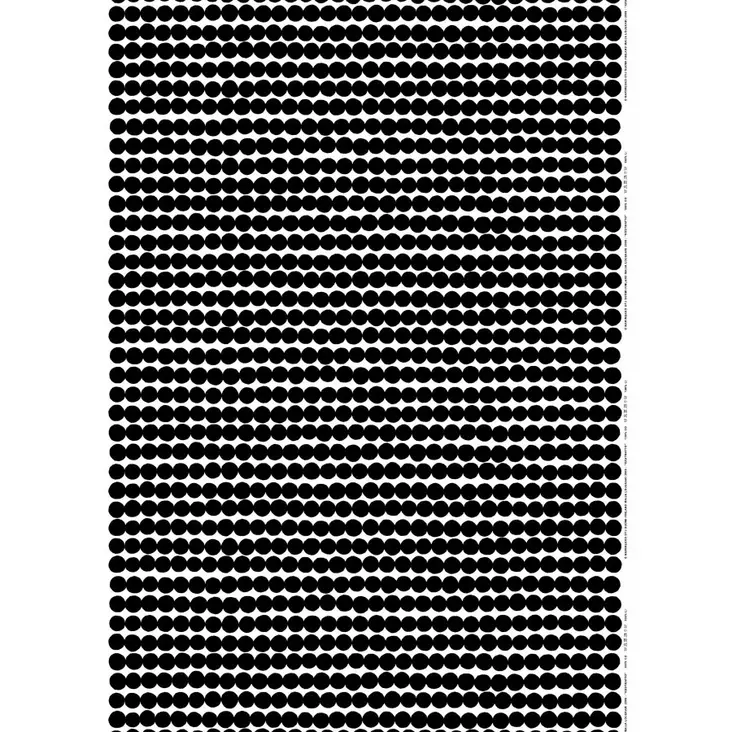 Marimekko Räsymatto Paksu Puuvillakangas, valkoinen, musta - Marimekko Kankaat - 6411254147535 - 1