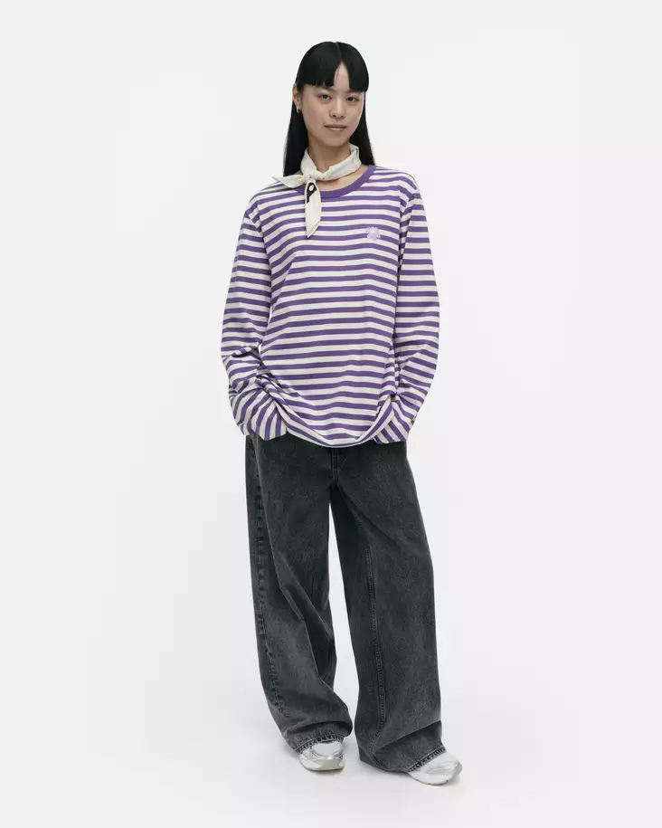 Marimekko Kioski Tasaraita Unikko Unisex Trikoopaita LS - Trikoopaidat ja Collegepaidat - 094548-895 - 1