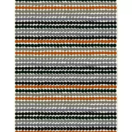 Marimekko Räsymatto Akryylipinnoitettu Puuvillakangas, valkoinen, musta, kastanja - Marimekko Akryylipinnoitettu Kangas - 6411254631096 - 1