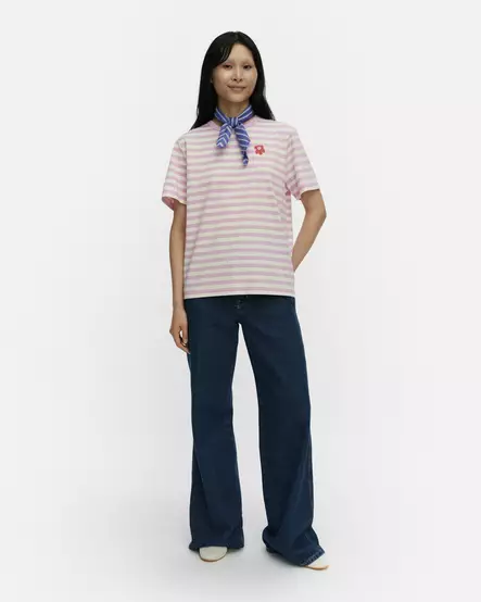 Marimekko Kioski Tasaraita Unikko Lyhythihainen Trikoopaita - Trikoopaidat ja Collegepaidat - 095478-907 - 1