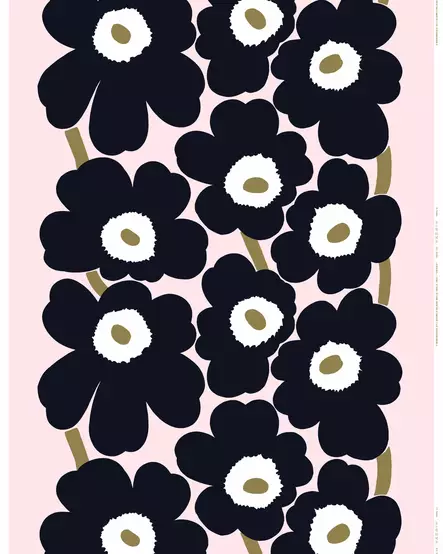 Marimekko Unikko Puuvillakangas, vaaleanpunainen, hiili, vaaleanruskea - Marimekko Kankaat - 6411255074267 - 1