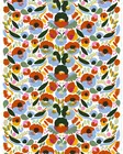 Marimekko Hattarakukka Akryylipinnoitettu Puuvillapanamakangas, valkoinen, tomaatti, vaalensininen - Marimekko Akryylipinnoitettu Kangas - 6411254988657 - 1