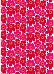 Marimekko Pieni Unikko Puuvillakangas, valkoinen, punainen, pinkki - Marimekko Kankaat - 6411255042617 - 1