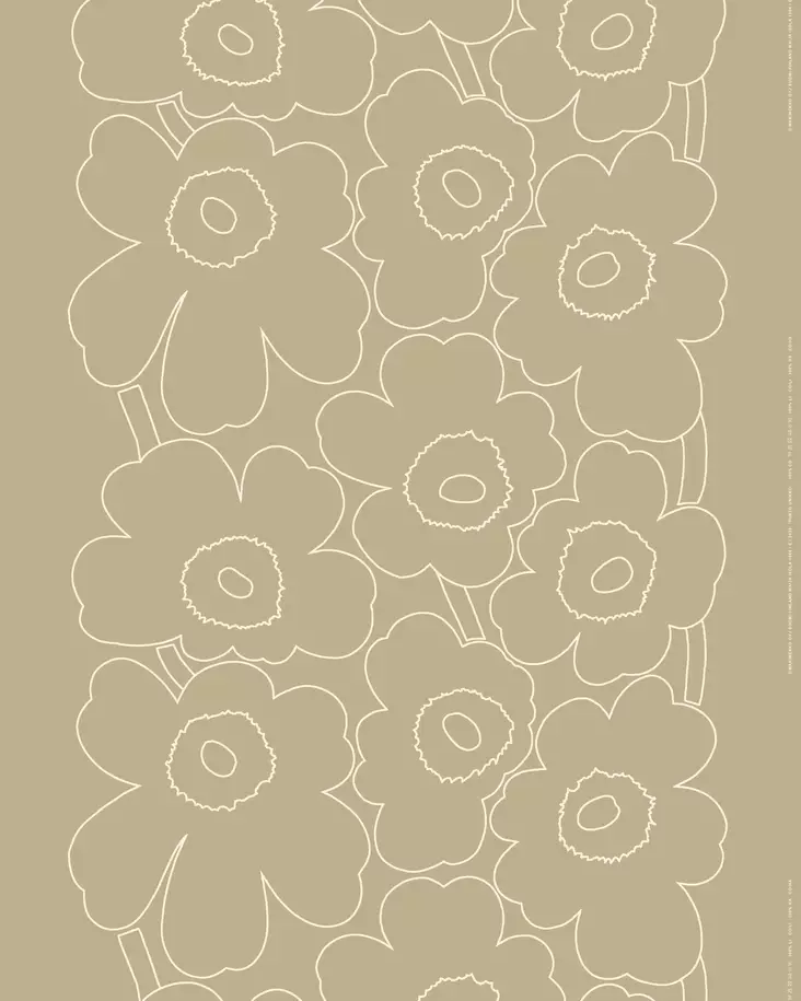 Marimekko Piirto Unikko Pellavakangas, pellava, valkoinen - Marimekko Kankaat - 6411254871317 - 1