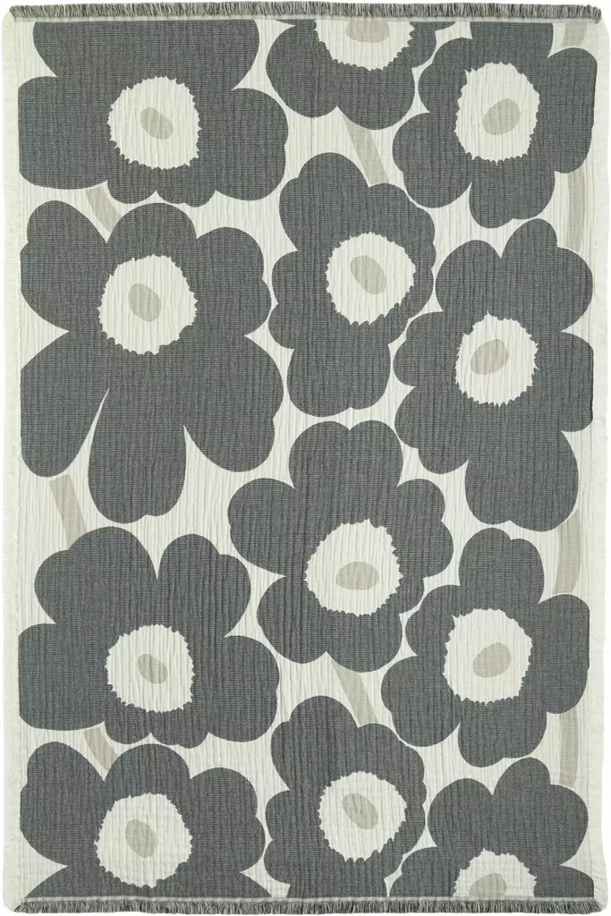 Marimekko Unikko Huopa 150x220 cm Luonnonvalkoinen, hiili, hiekka