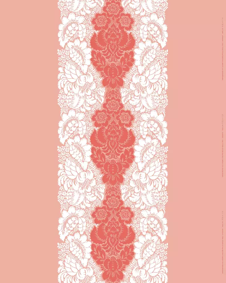 Ananas Puuvillakangas, koralli, punainen, valkoinen - Marimekko Kankaat - 6411252172768 - 1