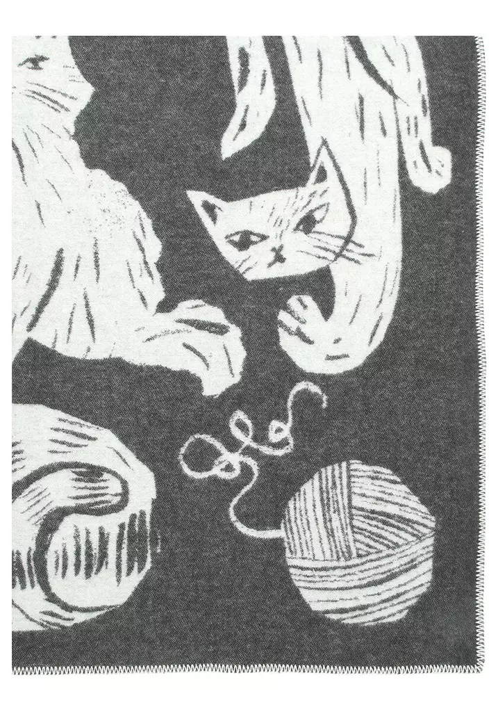 LAPUAN KANKURIT Kissanpäivät Jacquard Villahuopa 130x180 cm - Huovat - 6417695129499 - 1