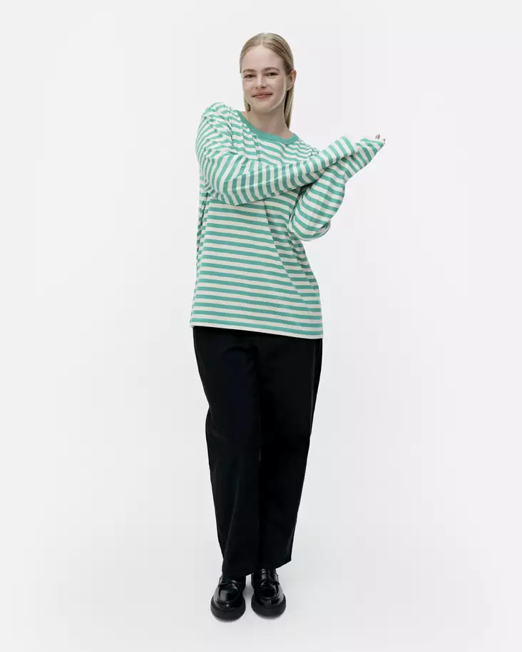 Marimekko Kioski Tasaraita Unisex Unikko Trikoopaita - Trikoopaidat ja Collegepaidat - 093820-889 - 1