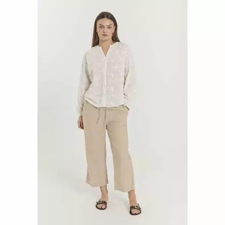 FREE/QUENT Lava Pellavahousut 7/8-lahje - Cropped, 7/8 -lahje - NOS122504SANDMELA - 1