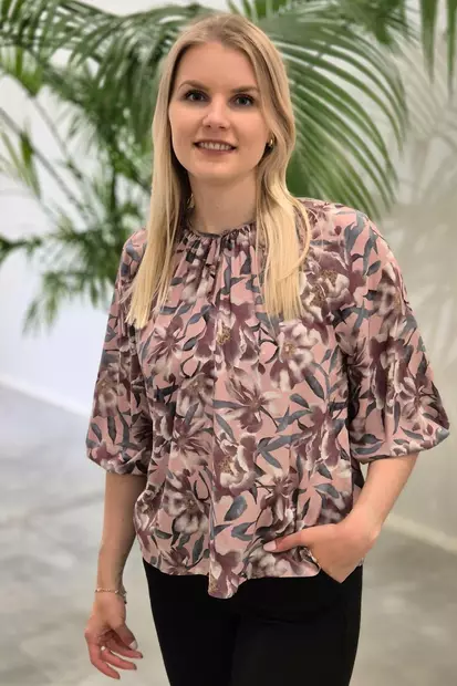 LASESSOR SAMSA Kukkakuosinen Lyocell Pusero - Kangaspaidat - SAMSA720ROSA - 1