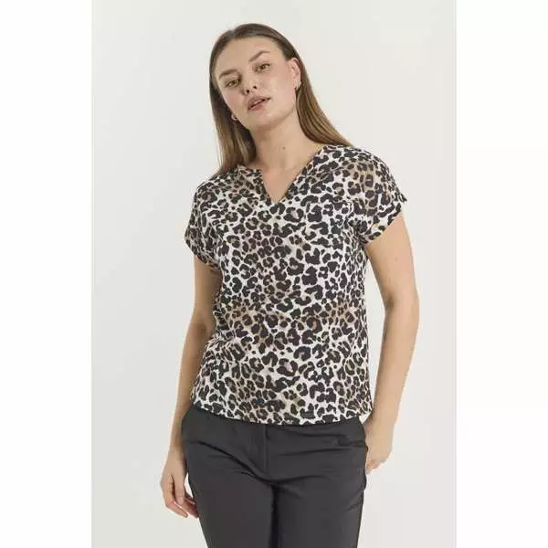 FREE/QUENT Viva Leopardikuosillinen T-Paita - Trikoopaidat ja Collegepaidat - 252205750SIMPLYTA - 1
