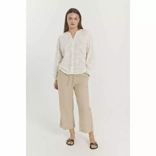 FREE/QUENT Lava Pellavahousut 7/8-lahje - Cropped, 7/8 -lahje - NOS122504SANDMELA - 1