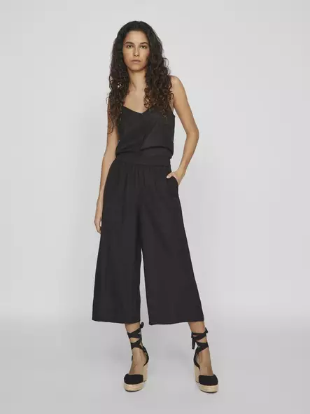 VILA VIPRISILA Korkeavyötäröiset Culottes Housut - Cropped, 7/8 -lahje - 24314096234BLACKB - 1