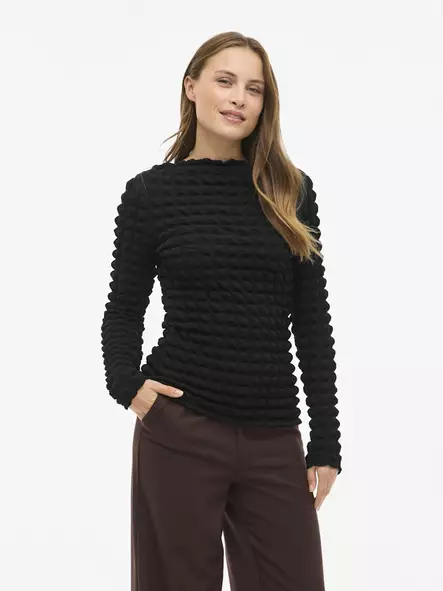 VILA Forcea Venepäänteinen Pitkähihainen Pusero - Trikoopaidat ja Collegepaidat - 25414109753BLACKB - 1