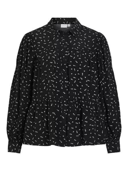 Vila Gitte Pitkähihainen Viskoosipusero - Kangaspaidat - 25514111555BLACKB - 1