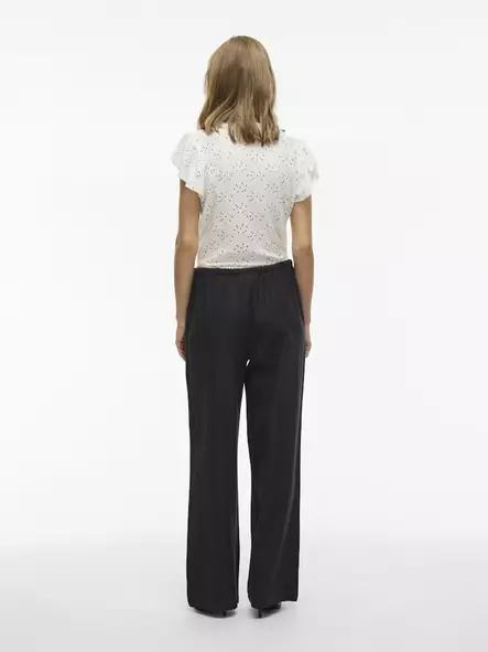 VILA VIPRISILLA Leveälahkeiset Housut Normaalivyötärö - Pitkät housut - 26314104793BLACKB - 2