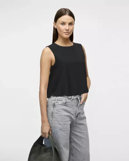 VILA VIPRISILLA Hihaton Balloon Toppi - Kangaspaidat - 26314113568BLACKB - 1