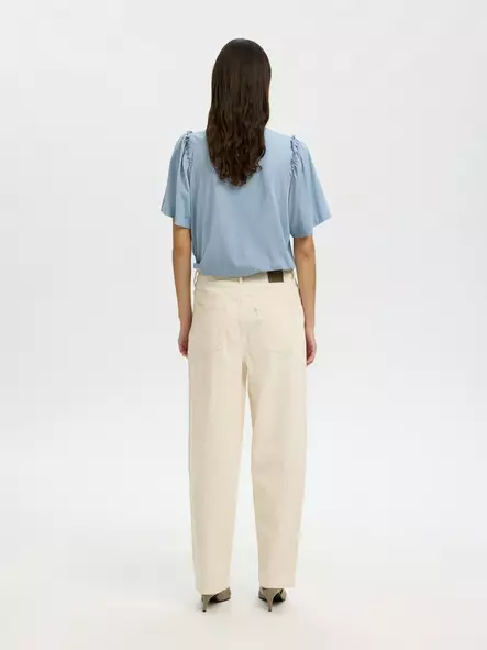 SELECTED WOMEN SLWPENELOPE Lyhyhihainen Puuvillapaita - Trikoopaidat ja Collegepaidat - NOS16093306DUSTYB - 2