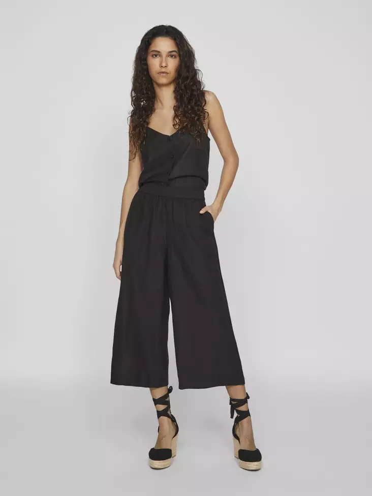 VILA VIPRISILA Korkeavyötäröiset Culottes Housut - Cropped, 7/8 -lahje - 24314096234BLACKB - 1