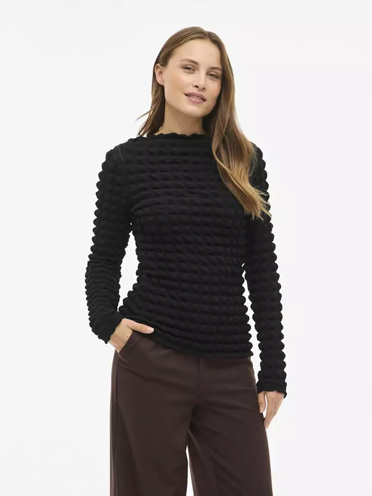 VILA Forcea Venepäänteinen Pitkähihainen Pusero - Trikoopaidat ja Collegepaidat - 25414109753BLACKB - 1