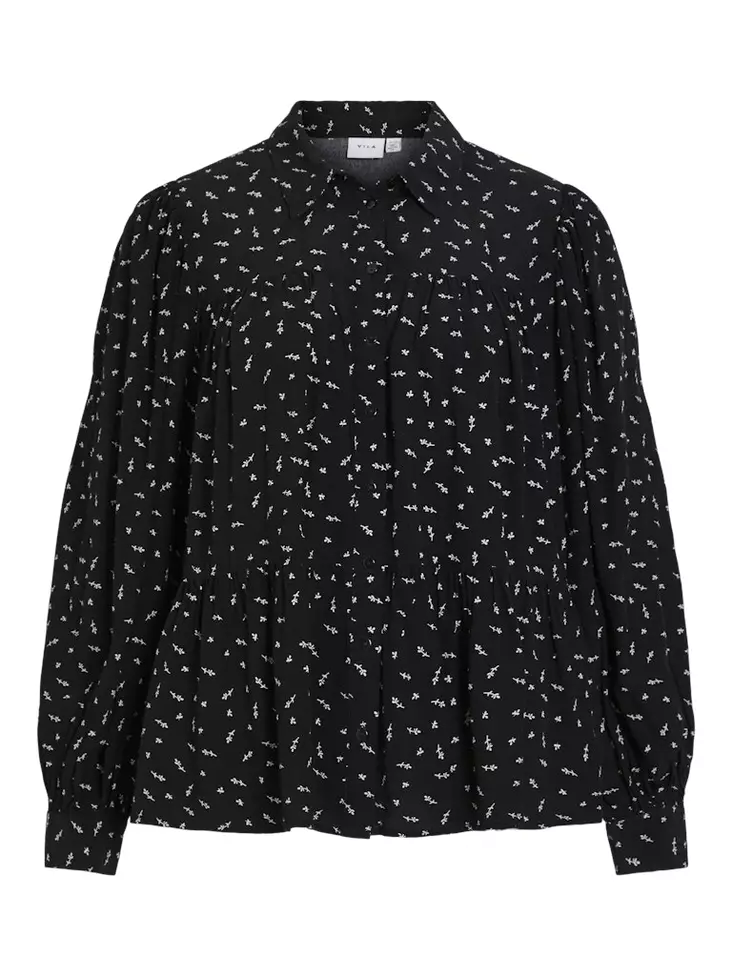 Vila Gitte Pitkähihainen Viskoosipusero - Kangaspaidat - 25514111555BLACKB - 1