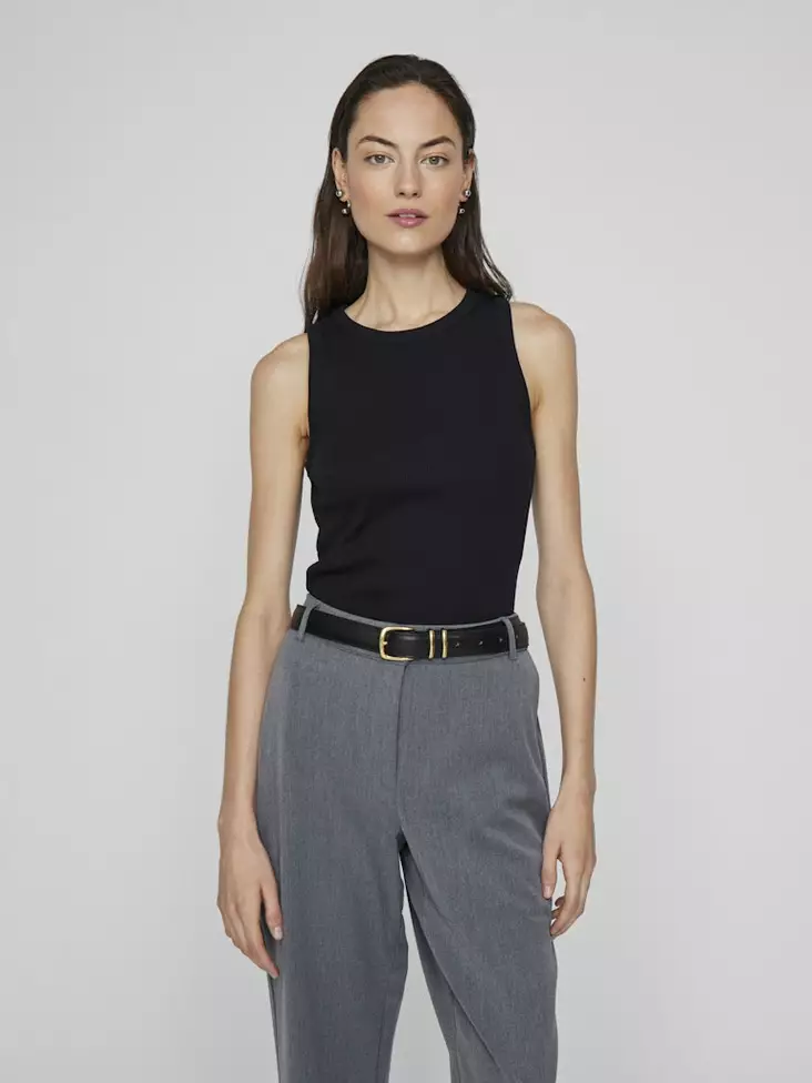 VILA VISOLA Pyöreä Pääntie Hihaton Toppi - Trikoopaidat ja Collegepaidat - NOS14101757BLACKB - 1