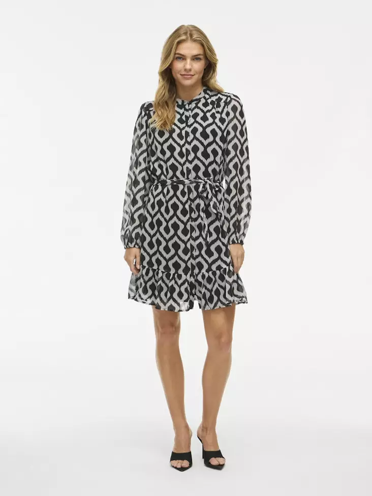 VILA Falia Pitkähihainen Lyhyt Mekko - Kangasmekot - NOS14107607BLACKB - 1