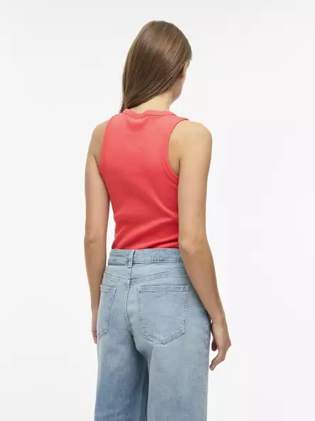 VILA VISOLA Pyöreä Pääntie Hihaton Toppi - Trikoopaidat ja Collegepaidat - NOS14101757HIBISC - 2