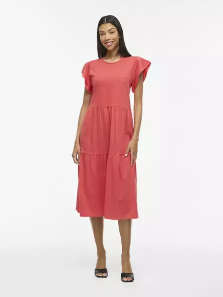 VILA VISUMMER Lyhythihainen Midimekko - Trikoomekot ja Collegemekot - NOS14087542HIBISC - 1