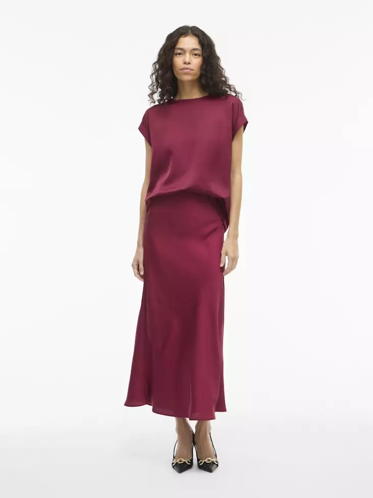 VILA VIELLETTE Kiiltävä Lyhythihainen Toppi - Trikoopaidat ja Collegepaidat - NOS1405956ANEMONE - 1