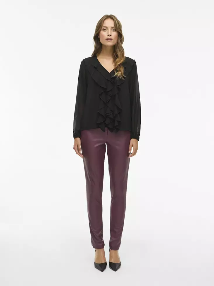 VILA Saffron Pinnoitetut Housut Korkeavyötärö - Pitkät housut - 25514111306FIG - 1